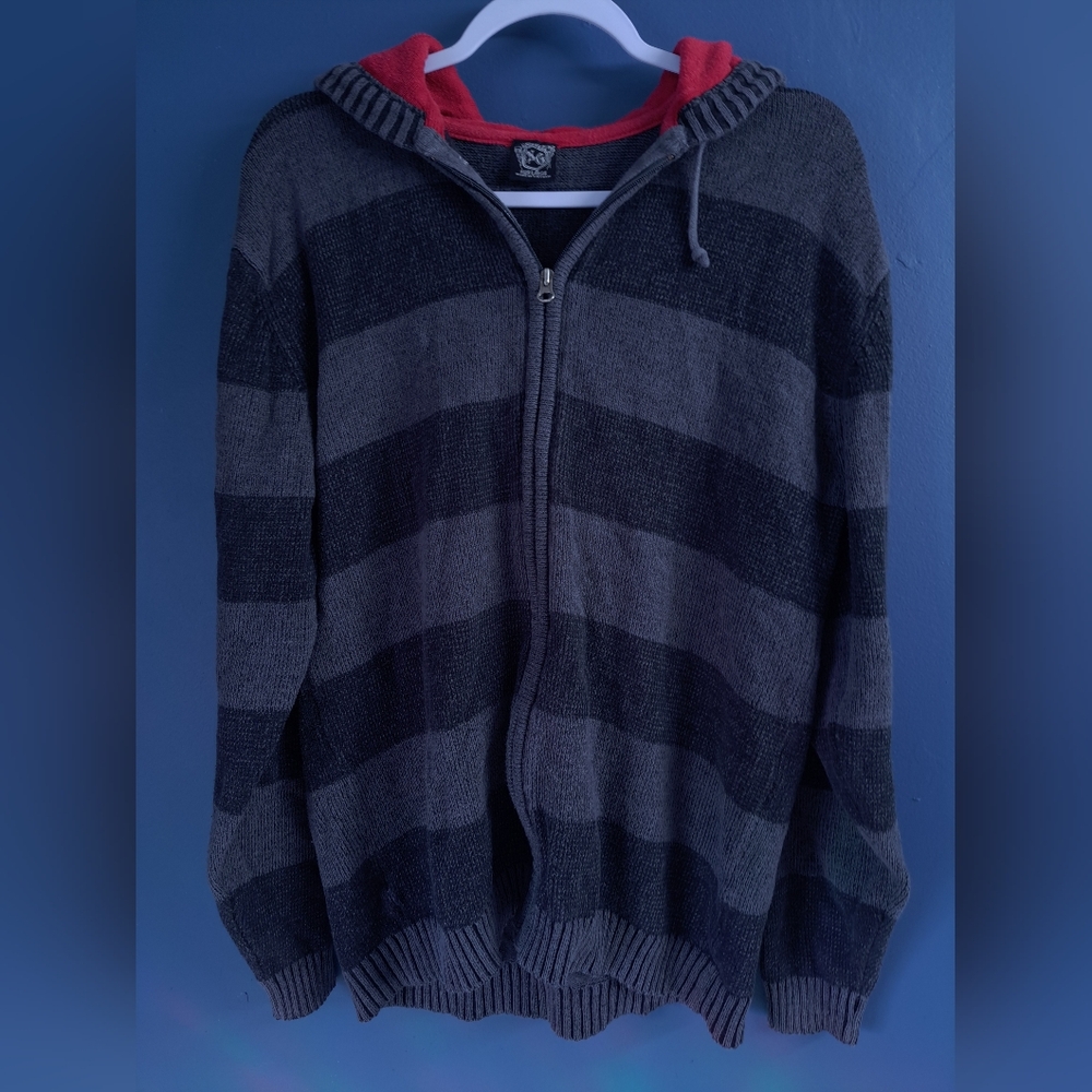 Striped Gray and Black Hoodie